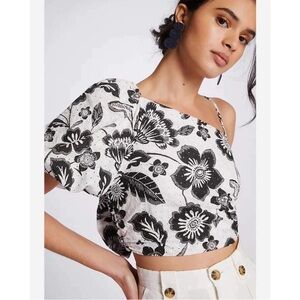 Anthropologie x Maeve One-Shoulder Cropped Blouse Size 16W